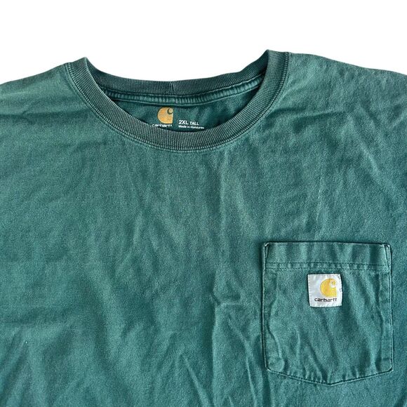 Carhartt K87 Pocket T-Shirt Mens 2XL Tall Green Short Sleeve Logo Y2K - Picture 1 of 12